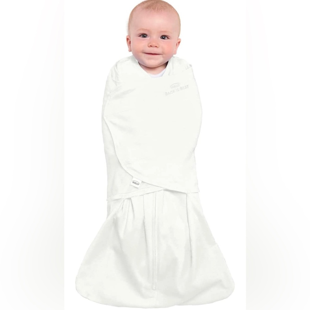 HALO 100% Cotton Sleepsack Swaddle,TOG 1.5, Cream, Newborn, 0-3 Months